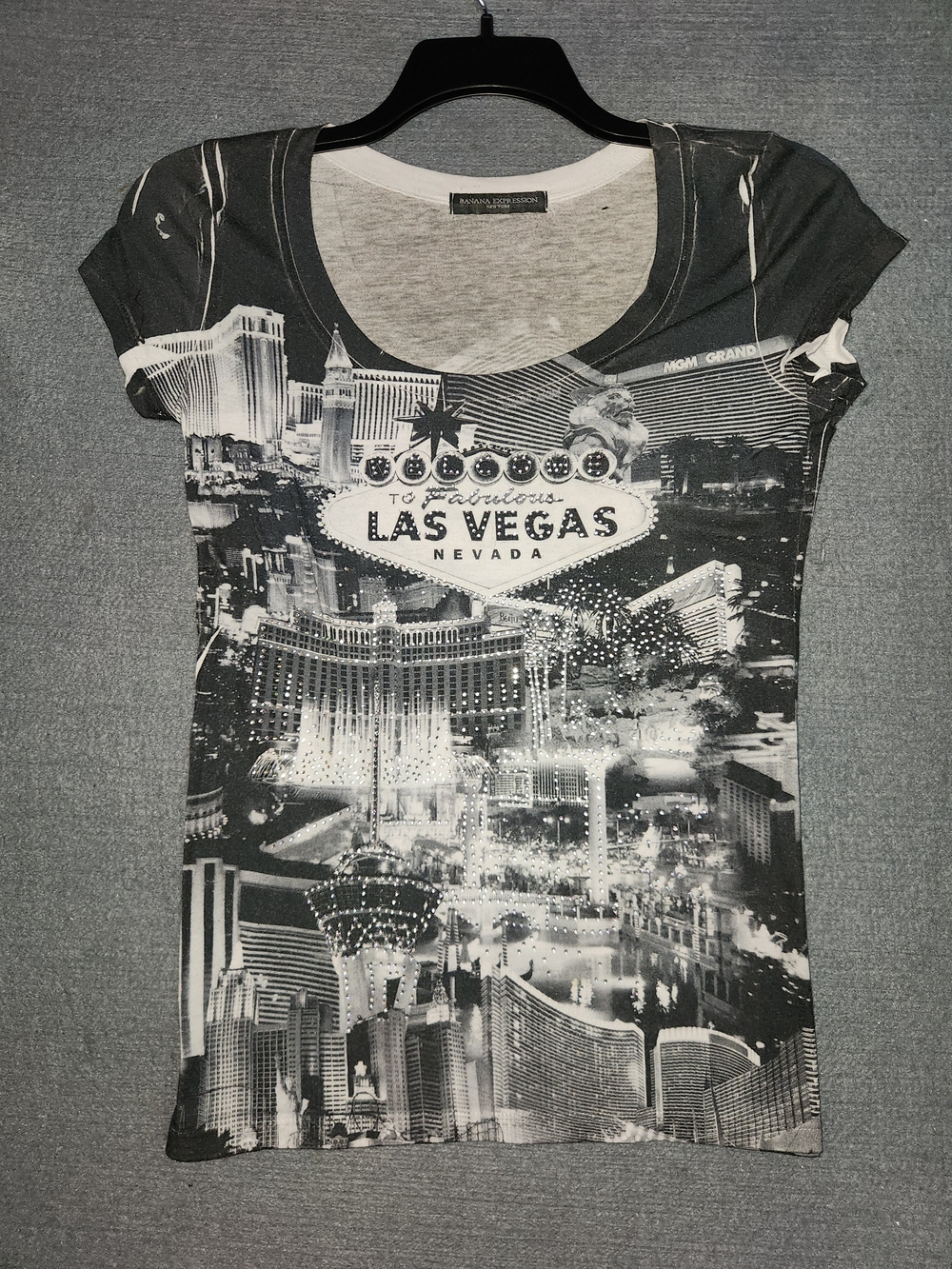 Las Vegas Graphic Scoop Neck Tee - Gray #359